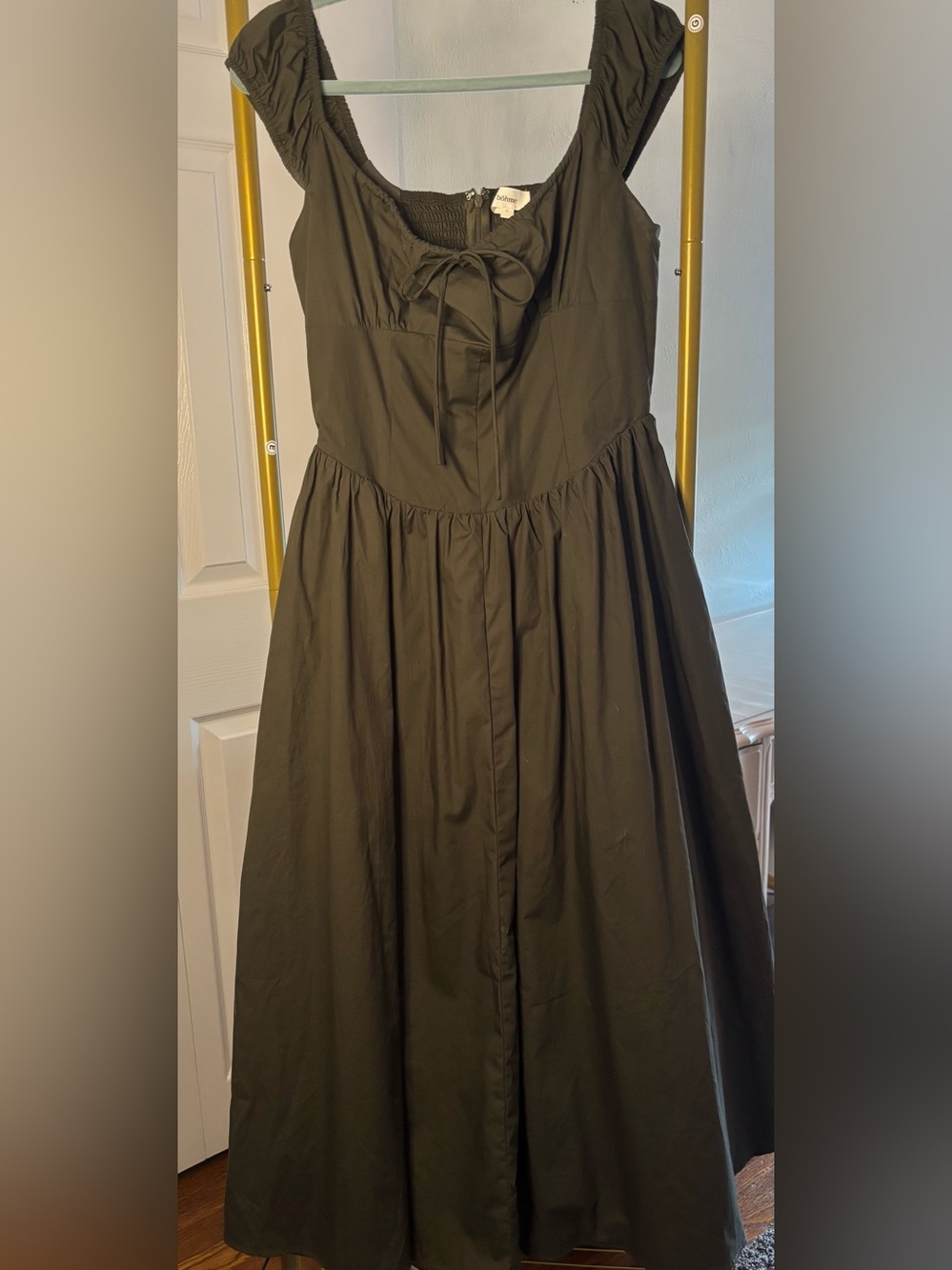 Bohme Patricia Midi Dress in Olive Green Like New Large - Picture 2 of 6
